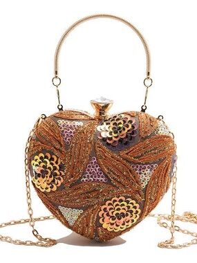 Gold Sequin Heart Evening Bag - Elegant Women’s Clutch